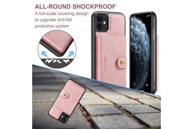 Магнитный кожаный чехол DG.MING / MyPads для Apple iPhone 11 Pro (Эпл Айфон 11 Про), держатель карты, 2-в-1 чехол из спилка