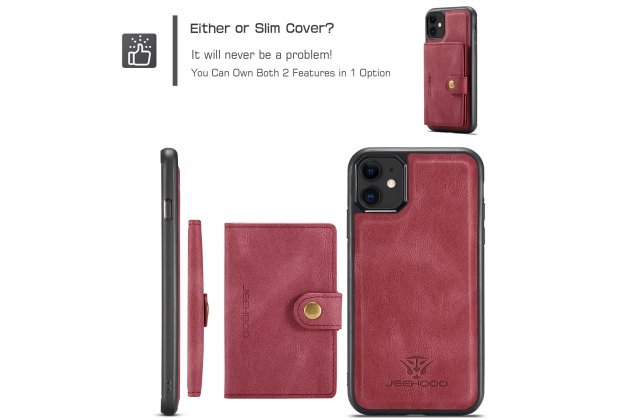 Магнитный кожаный чехол DG.MING / MyPads для Apple iPhone 11 Pro (Эпл Айфон 11 Про), держатель карты, 2-в-1 чехол из спилка