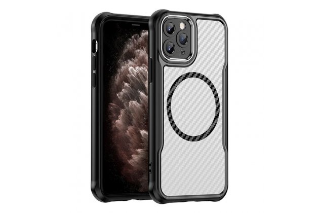 Магнитный чехол MyPads для Apple iPhone 11 Pro (Эпл Айфон 11 Про) с текстурой углеродного волокна