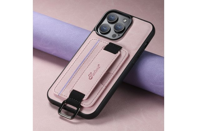 Ремешок-чехол для iPhone 11 Pro MyPads, с отделением для карт, противоударный, розовый