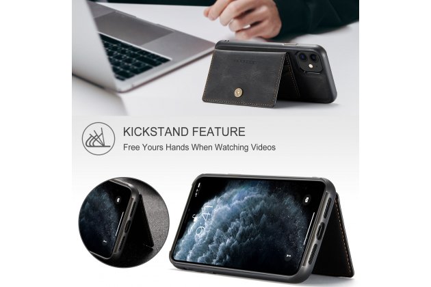 Магнитный кожаный чехол DG.MING / MyPads для Apple iPhone 11 Pro (Эпл Айфон 11 Про), держатель карты, 2-в-1 чехол из спилка