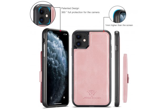 Магнитный кожаный чехол DG.MING / MyPads для Apple iPhone 11 Pro (Эпл Айфон 11 Про), держатель карты, 2-в-1 чехол из спилка