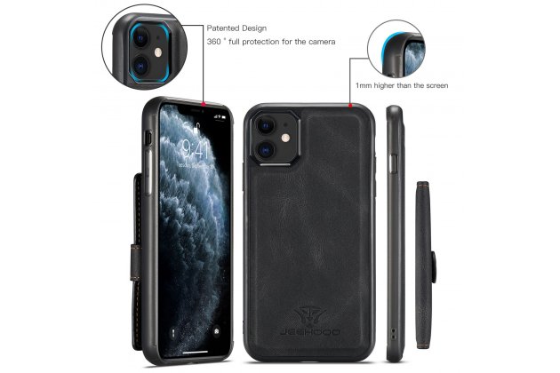 Магнитный кожаный чехол DG.MING / MyPads для Apple iPhone 11 Pro (Эпл Айфон 11 Про), держатель карты, 2-в-1 чехол из спилка