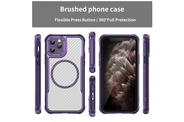 Магнитный чехол MyPads для Apple iPhone 11 Pro (Эпл Айфон 11 Про) с текстурой углеродного волокна