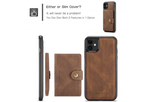 Магнитный кожаный чехол DG.MING / MyPads для Apple iPhone 11 Pro (Эпл Айфон 11 Про), держатель карты, 2-в-1 чехол из спилка