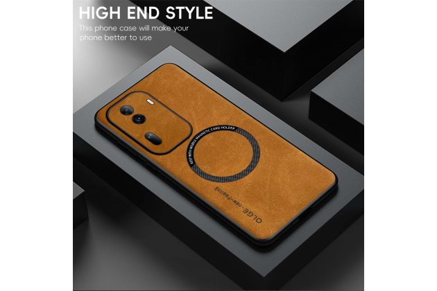 Кожаный чехол MyPads для Oppo Reno 11 5G с магнитной крышкой Magsafe из овечьей кожи