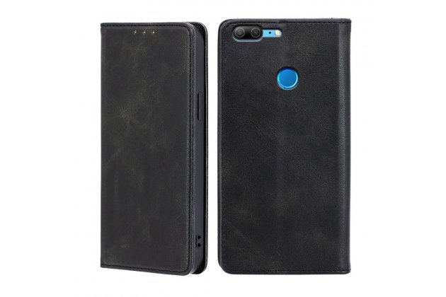 Чехол-книжка MyPads для Honor 9 Lite / Хонор 9 Лайт,Телячья кожа,закрывающаяся на магнит,черный