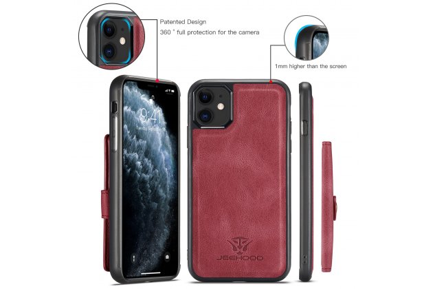 Магнитный кожаный чехол DG.MING / MyPads для Apple iPhone 11 Pro (Эпл Айфон 11 Про), держатель карты, 2-в-1 чехол из спилка