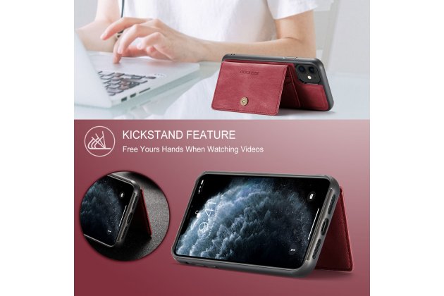 Магнитный кожаный чехол DG.MING / MyPads для Apple iPhone 11 Pro (Эпл Айфон 11 Про), держатель карты, 2-в-1 чехол из спилка