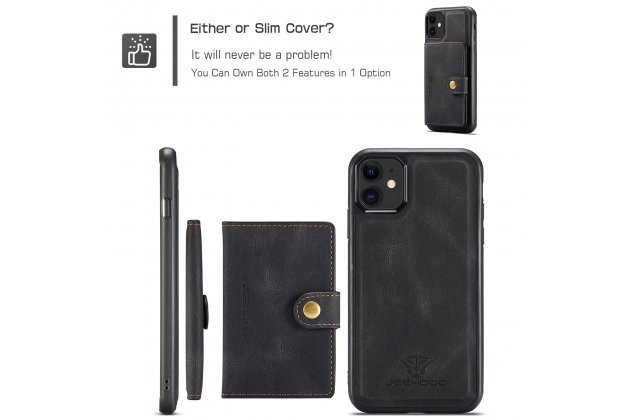 Магнитный кожаный чехол DG.MING / MyPads для Apple iPhone 11 Pro (Эпл Айфон 11 Про), держатель карты, 2-в-1 чехол из спилка
