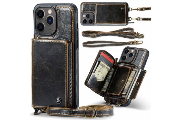 Кожаный чехол MyPads для Apple iPhone 11 Pro (Эпл Айфон 11 Про) с ремешком и RFID-блокировкой, держателем для карт и подставкой