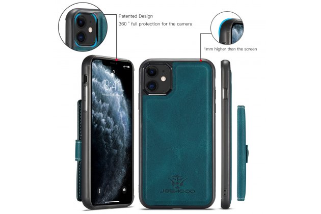 Магнитный кожаный чехол DG.MING / MyPads для Apple iPhone 11 Pro (Эпл Айфон 11 Про), держатель карты, 2-в-1 чехол из спилка