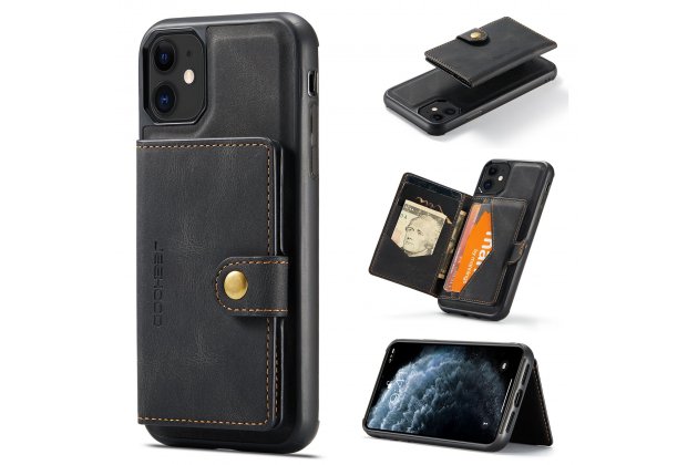 Магнитный кожаный чехол DG.MING / MyPads для Apple iPhone 11 Pro (Эпл Айфон 11 Про), держатель карты, 2-в-1 чехол из спилка