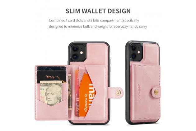 Магнитный кожаный чехол DG.MING / MyPads для Apple iPhone 11 Pro (Эпл Айфон 11 Про), держатель карты, 2-в-1 чехол из спилка