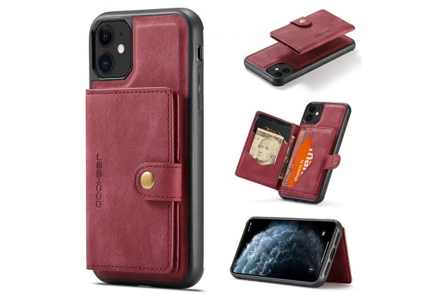 Магнитный кожаный чехол DG.MING / MyPads для Apple iPhone 11 Pro (Эпл Айфон 11 Про), держатель карты, 2-в-1 чехол из спилка