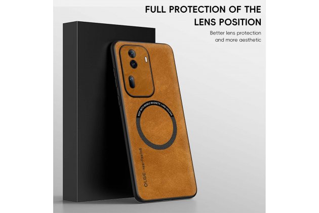 Кожаный чехол MyPads для Oppo Reno 11 5G с магнитной крышкой Magsafe из овечьей кожи