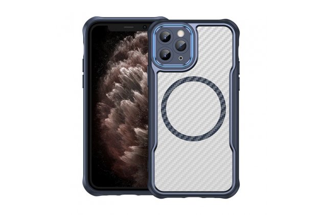 Магнитный чехол MyPads для Apple iPhone 11 Pro (Эпл Айфон 11 Про) с текстурой углеродного волокна