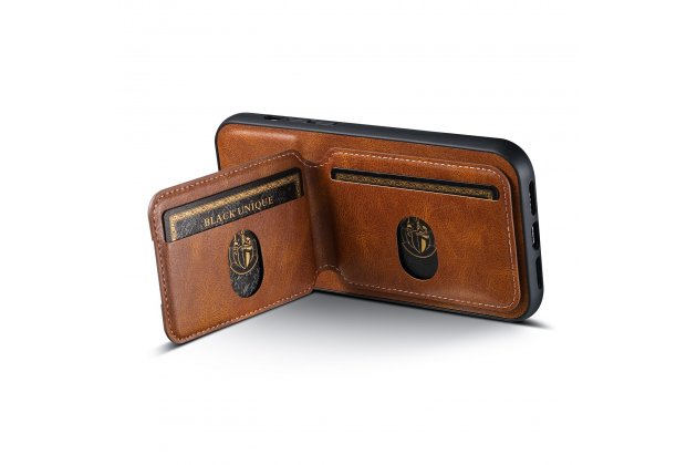 Кожаный чехол MyPads с карманом для карт iPhone 11 Pro / коричневый