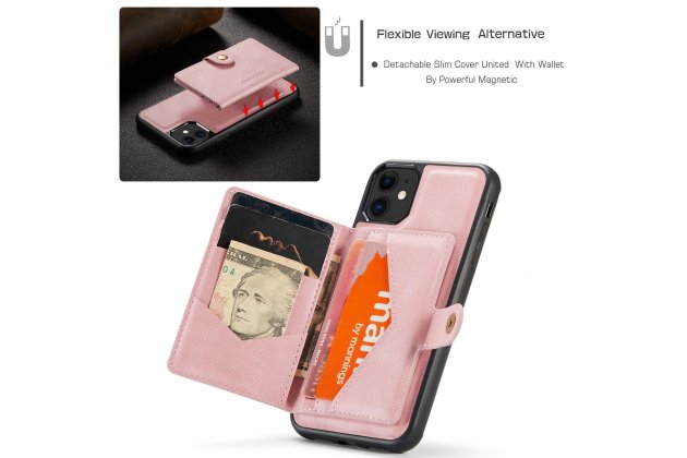Магнитный кожаный чехол DG.MING / MyPads для Apple iPhone 11 Pro (Эпл Айфон 11 Про), держатель карты, 2-в-1 чехол из спилка