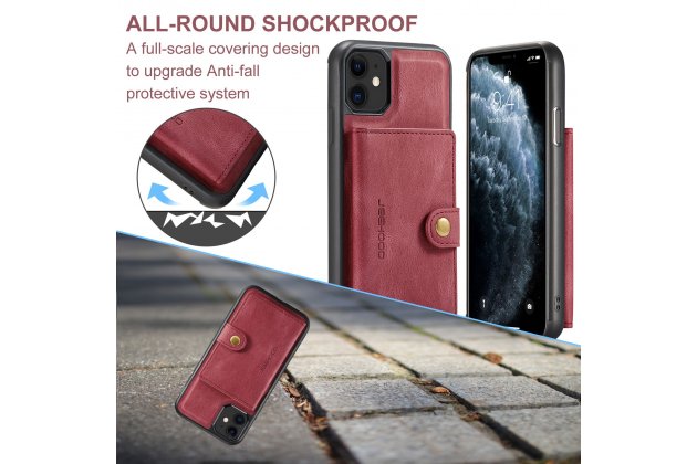 Магнитный кожаный чехол DG.MING / MyPads для Apple iPhone 11 Pro (Эпл Айфон 11 Про), держатель карты, 2-в-1 чехол из спилка