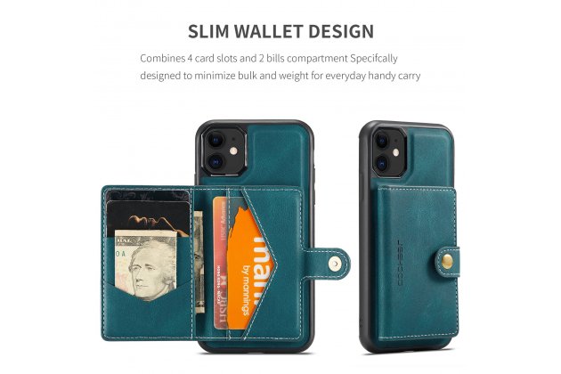 Магнитный кожаный чехол DG.MING / MyPads для Apple iPhone 11 Pro (Эпл Айфон 11 Про), держатель карты, 2-в-1 чехол из спилка