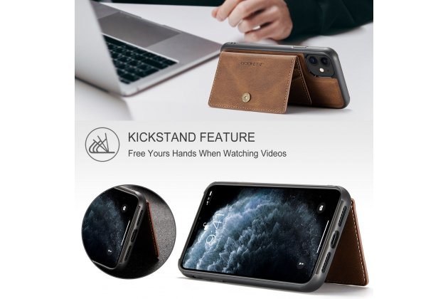 Магнитный кожаный чехол DG.MING / MyPads для Apple iPhone 11 Pro (Эпл Айфон 11 Про), держатель карты, 2-в-1 чехол из спилка