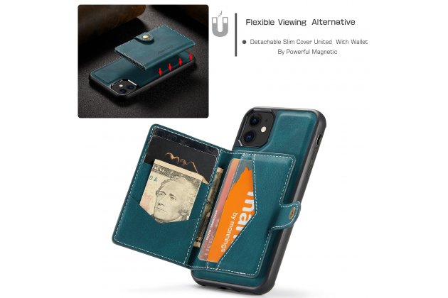 Магнитный кожаный чехол DG.MING / MyPads для Apple iPhone 11 Pro (Эпл Айфон 11 Про), держатель карты, 2-в-1 чехол из спилка