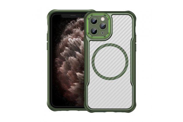 Магнитный чехол MyPads для Apple iPhone 11 Pro (Эпл Айфон 11 Про) с текстурой углеродного волокна