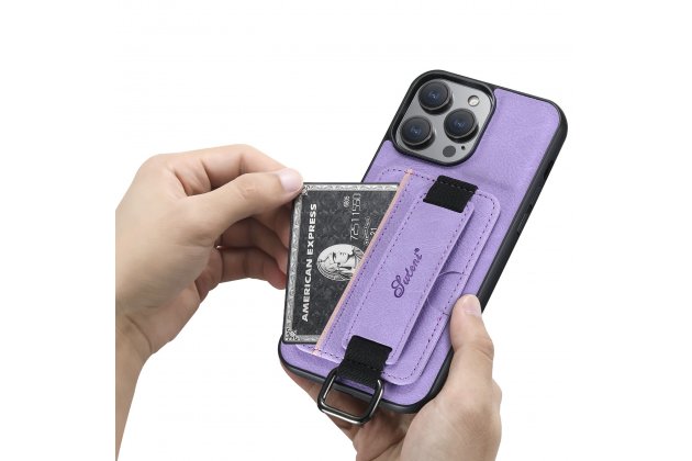 Ремешок-чехол MyPads для iPhone 11 Pro, отделение для карт, против падения, фиолетовый