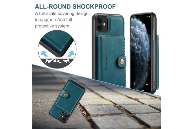 Магнитный кожаный чехол DG.MING / MyPads для Apple iPhone 11 Pro (Эпл Айфон 11 Про), держатель карты, 2-в-1 чехол из спилка