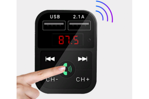 Автомобильное зарядное устройство с двумя USB-портами MyPads TX-156935 Bluetooth FM-Трансмиттер с поддержкой беспроводной связи Hands-free с воспроизведением MP3 музыки