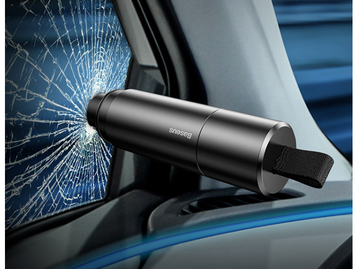 Аварийный спасательный молоток Baseus Sharp Tool Safety Hammer с ножом для ремня для разбивания стекла-окон Dark Grey