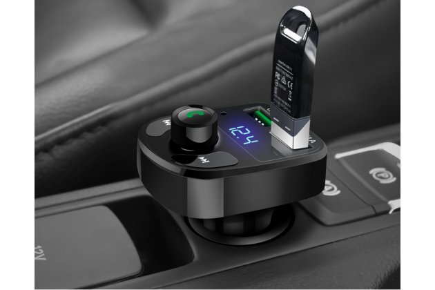 Фирменное автомобильное зарядное устройство HY-82QC FM-трансмиттер Bluetooth Handsfree 3.1A Quick Charge Dual USB + гарантия