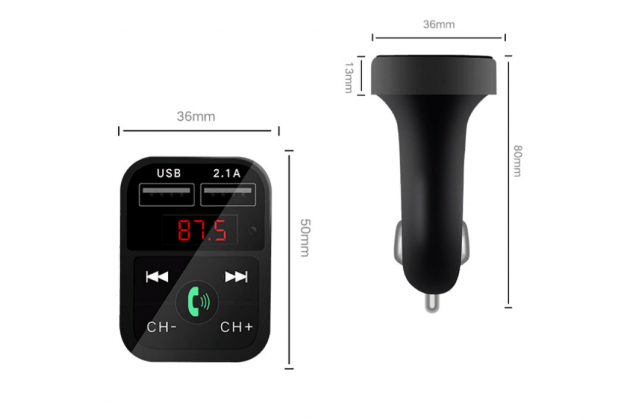Автомобильное зарядное устройство с двумя USB-портами MyPads TX-156935 Bluetooth FM-Трансмиттер с поддержкой беспроводной связи Hands-free с воспроизведением MP3 музыки