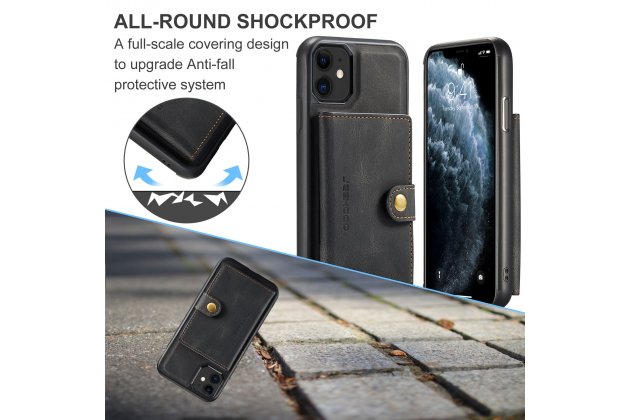 Магнитный кожаный чехол DG.MING / MyPads для Apple iPhone 11 Pro (Эпл Айфон 11 Про), держатель карты, 2-в-1 чехол из спилка