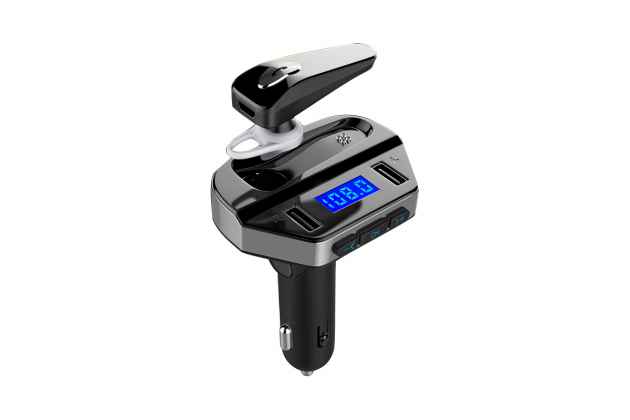 Фирменное автомобильное зарядное устройство FM-трансмиттер с быстрой зарядкой 3.1A Quick Charge Dual USB с громкой связью Bluetooth / Handsfree и LED подсветкой 