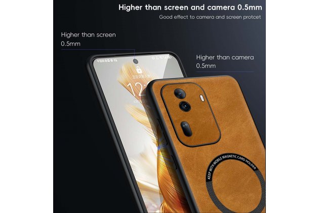 Кожаный чехол MyPads для Oppo Reno 11 5G с магнитной крышкой Magsafe из овечьей кожи