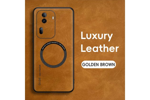 Кожаный чехол MyPads для Oppo Reno 11 5G с магнитной крышкой Magsafe из овечьей кожи