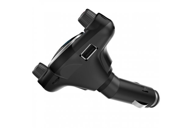 Автомобильный Bluetooth FM-трансмиттер MyPads TX-156942 от прикуривателя с разноцветной подсветкой с LED-дисплеем с качественным звуком и функцией шумоподавления черного цвета