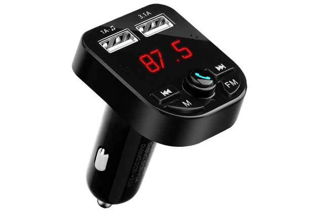 Автомобильный зарядное устройство FM-трансмиттер Bluetooth Handsfree 3.1A Quick Charge Dual USB с ЖК-дисплеем и двумя USB-портами