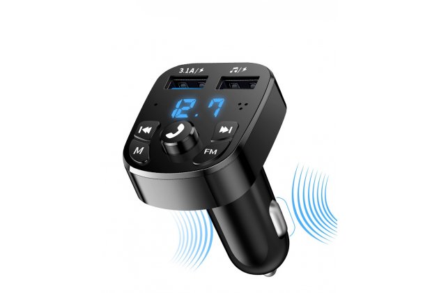 Автомобильный MP3-плеер многофункциональный FM-трансмиттер с 2 USB-портами и быстрой зарядкой 3.1A Quick Charge