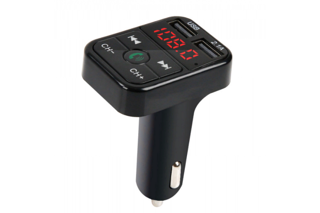 Автомобильное зарядное устройство с двумя USB-портами MyPads TX-156935 Bluetooth FM-Трансмиттер с поддержкой беспроводной связи Hands-free с воспроизведением MP3 музыки