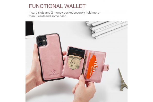 Магнитный кожаный чехол DG.MING / MyPads для Apple iPhone 11 Pro (Эпл Айфон 11 Про), держатель карты, 2-в-1 чехол из спилка