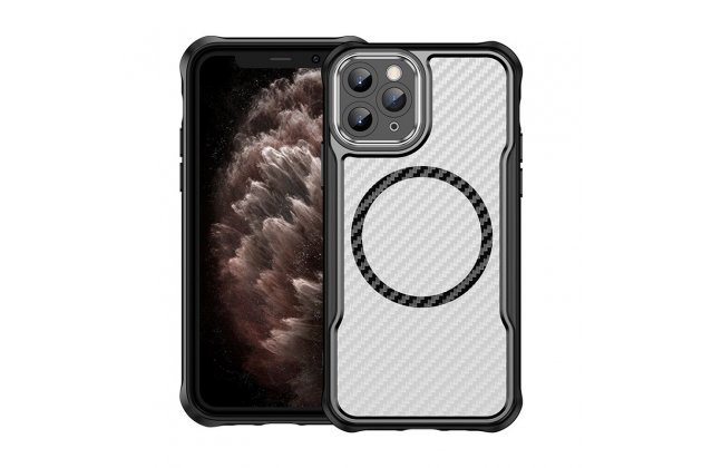 Магнитный чехол MyPads для Apple iPhone 11 Pro (Эпл Айфон 11 Про) с текстурой углеродного волокна