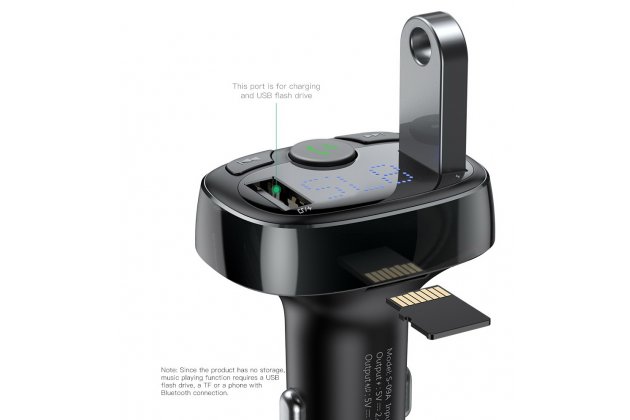 Фирменное автомобильное зарядное устройство Baseus S-09 FM-трансмиттер Bluetooth Handsfree 2 USB + гарантия
