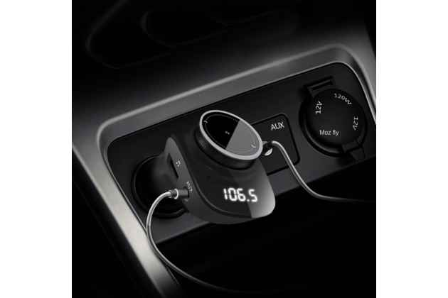 Автомобильный Bluetooth FM-трансмиттер MyPads TX-156943 от прикуривателя с качественным звуком и функцией шумоподавления черного цвета
