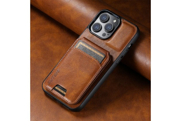 Кожаный чехол MyPads с карманом для карт iPhone 11 Pro / коричневый