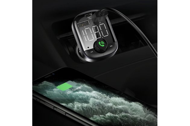 Автомобильное зарядное устройство с двумя USB-портами и PD/ Type-C MyPads TX-156944 Bluetooth FM-Трансмиттер с поддержкой беспроводной связи Hands-free с воспроизведением MP3 музыки