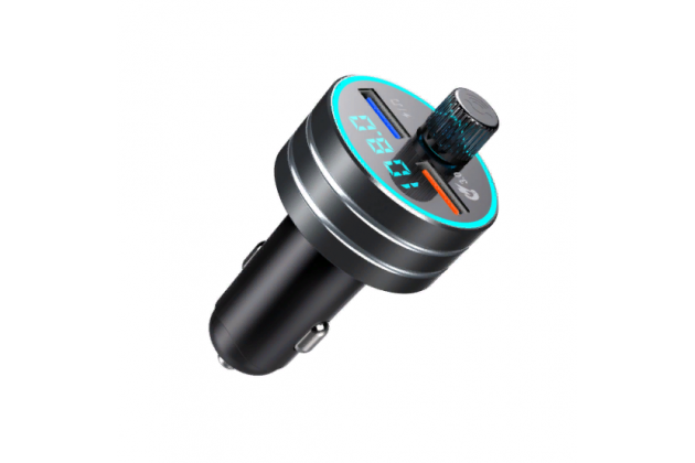 Автомобильное зарядное устройство с FM-трансмиттер MyPads TX-156934 с поддержкой Bluetooth V5.1 и быстрой зарядкой QC3.0 с двумя портами и LED-подсветкой