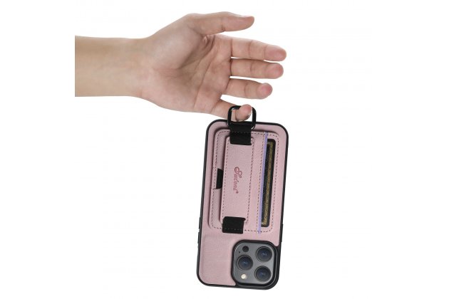 Ремешок-чехол для iPhone 11 Pro MyPads, с отделением для карт, противоударный, розовый